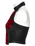 Stylish Halter Cross Fur Top in Faux Leather and Wool