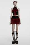 Stylish Halter Cross Fur Top in Faux Leather and Wool