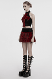 Stylish Halter Cross Fur Top in Faux Leather and Wool