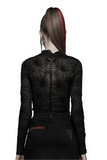 Stylish Mesh Top with Spiderweb Design and Long Sleeves