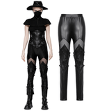 Stylish PU Leather Leggings with Sheer Mesh Details