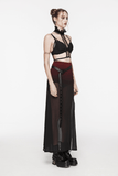 Stylish Sheer A-Line Maxi Skirt with High Slit and Belt