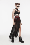 Stylish Sheer A-Line Maxi Skirt with High Slit and Belt