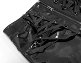 Stylish Vinyl Mini Skirt in Black Featuring Pockets