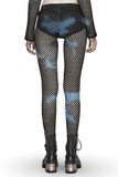 Stylish Women's Fishnet Mesh Leggings in Black-Blue