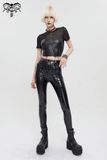 Sultry PU Leather Short-Sleeved Crop Top for Women