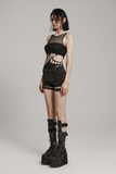 Sultry Sculpted Mesh Punk Bodysuit - Edgy Sophistication