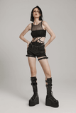 Sultry Sculpted Mesh Punk Bodysuit - Edgy Sophistication