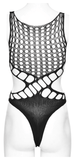 Sultry Sculpted Mesh Punk Bodysuit - Edgy Sophistication