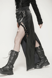 Synthetic Leather Asymmetrical Skirt with Buckles