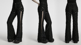 Tattered Punk Pants with Rose Detail and Split Legs