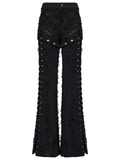 Tattered Punk Pants with Rose Detail and Split Legs