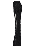 Tattered Punk Pants with Rose Detail and Split Legs