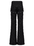 Tattered Punk Pants with Rose Detail and Split Legs