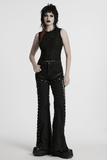 Tattered Punk Pants with Rose Detail and Split Legs