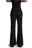 Tattered Punk Pants with Rose Detail and Split Legs