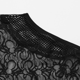 Transparent Black Lace Bodysuit with Spiderweb Pattern