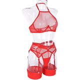 Transparent Mesh Lingerie With Bra And Panties / Women's Exotic 4-Piece Underwear Set - EVE's SECRETS