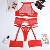 Transparent Mesh Lingerie With Bra And Panties / Women's Exotic 4-Piece Underwear Set - EVE's SECRETS