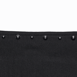 Trendy Noir Gothic Riveted Banded A-Line Short Gown