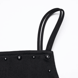 Trendy Noir Gothic Riveted Banded A-Line Short Gown