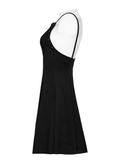 Trendy Noir Gothic Riveted Banded A-Line Short Gown