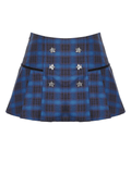 Trendy Plaid Skirt with Star-Embellished Button Details