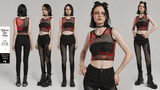 Trendy Red and Black Tie-Dye Mesh Crop Tank