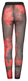 Trendy Red-Black Fishnet Mesh Leggings with a Punk Vibe