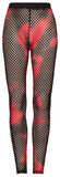 Trendy Red-Black Fishnet Mesh Leggings with a Punk Vibe