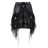 Tulle Gothic Skirt with Chain Accents and Lace Trim