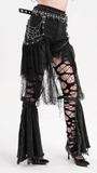 Tulle-Layered Gothic Shorts with Chain Accents