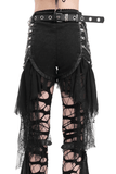 Tulle-Layered Gothic Shorts with Chain Accents