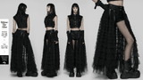 Tulle Layered Skirt Shorts with Punk Studs and Skull Details