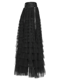 Tulle Layered Skirt Shorts with Punk Studs and Skull Details