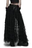 Tulle Layered Skirt Shorts with Punk Studs and Skull Details