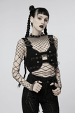 Twill Gothic Vest with Snake Buckles and Metal Accents