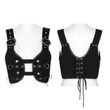Twill Gothic Vest with Snake Buckles and Metal Accents
