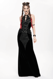 Velvet Gothic Maxi Dress with Chains and Halter Neck