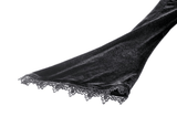 Velvet Gothic Maxi Dress with Lace and Ruffled Shoulders