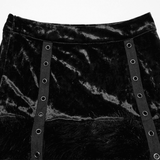 Velvet Gothic Skirt with Fur Trim and Removable Flared Pants