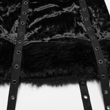 Velvet Gothic Skirt with Fur Trim and Removable Flared Pants