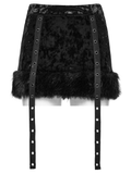 Velvet Gothic Skirt with Fur Trim and Removable Flared Pants