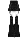 Velvet Gothic Skirt with Fur Trim and Removable Flared Pants