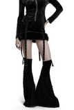 Velvet Gothic Skirt with Fur Trim and Removable Flared Pants