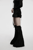 Velvet Gothic Skirt with Fur Trim and Removable Flared Pants