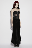 Velvet Rose Gothic Mesh Corset Top with Appliques