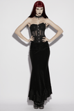 Velvet Rose Gothic Mesh Corset Top with Appliques