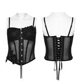 Velvet Rose Gothic Mesh Corset Top with Appliques