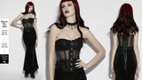 Velvet Rose Gothic Mesh Corset Top with Appliques